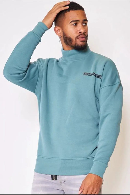 Green high-collar "savage" sweatshirt