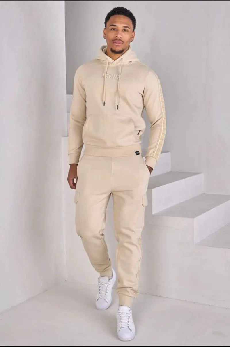 Two-piece beige sweatshirt and jogger set "icon"