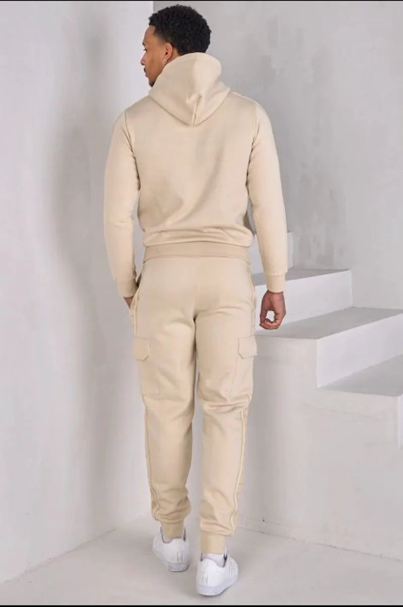 Two-piece beige sweatshirt and jogger set "icon"