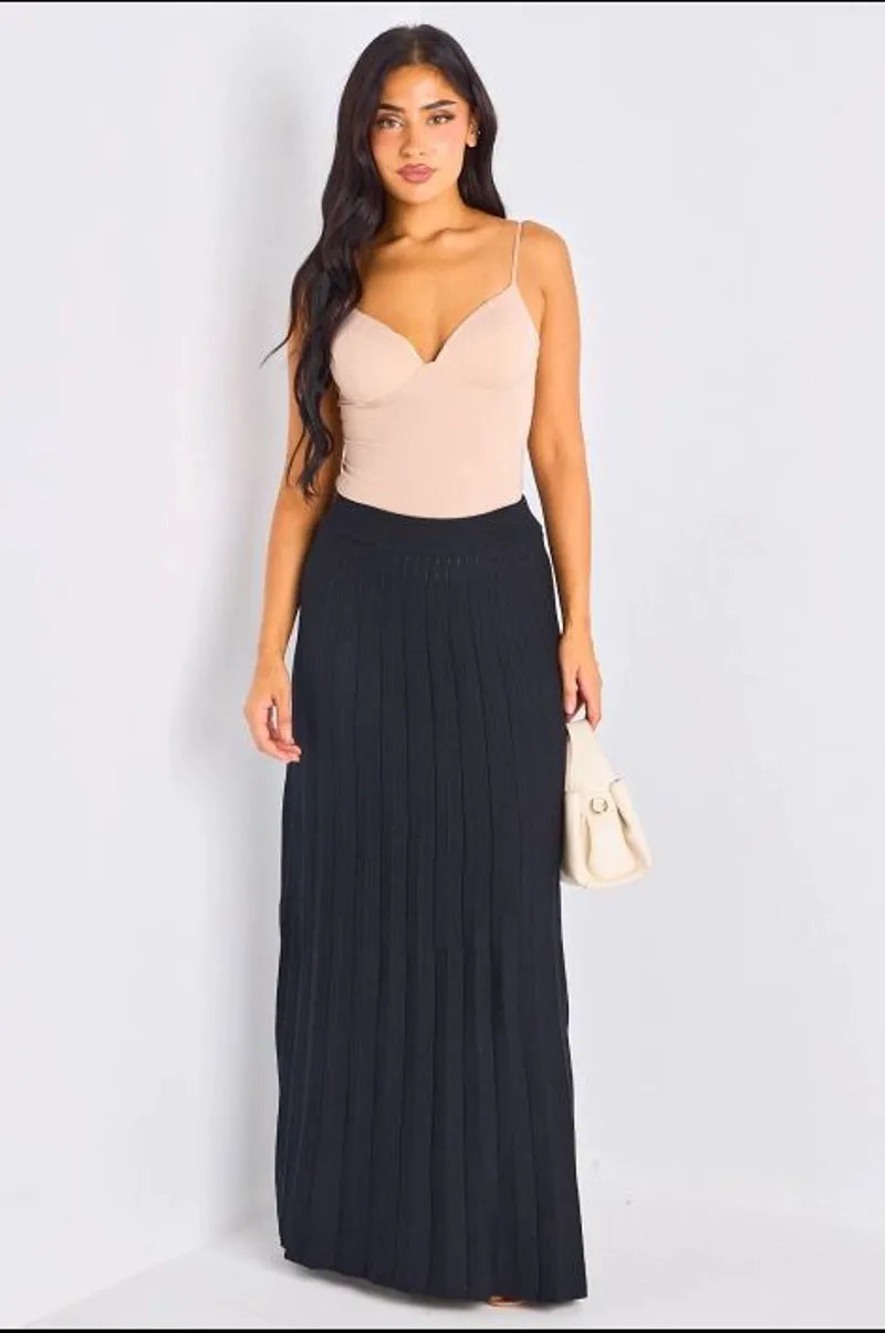 Jupe longue plissée noire