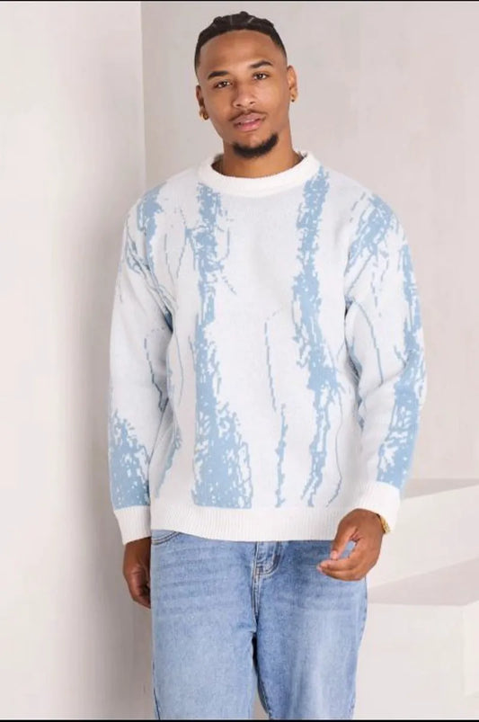 Light blue patterned knit sweater
