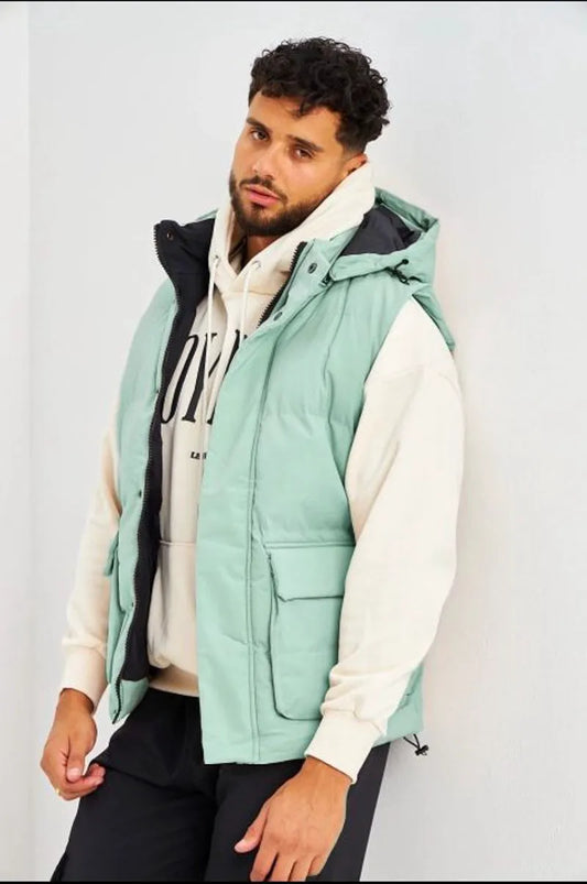 Light blue sleeveless down jacket