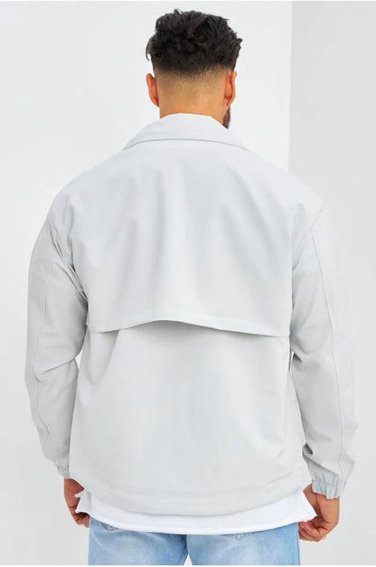 Light gray high-collar jacket