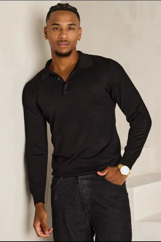 Lightweight black buttoned sweater