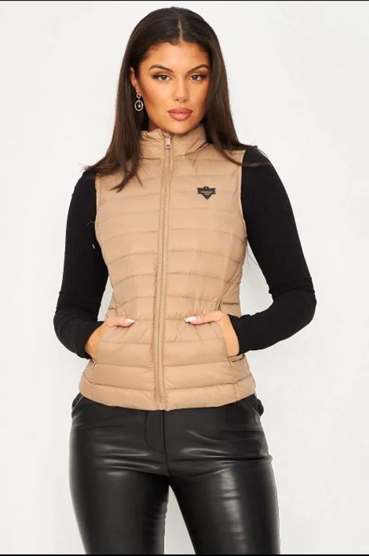 Lina taupe sleeveless down jacket