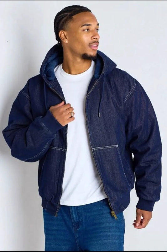 Dark blue cropped denim jacket