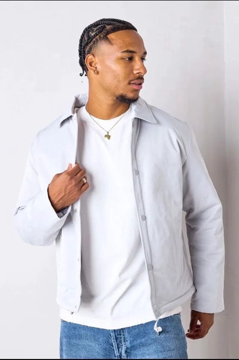 Light gray coat with a shirt collar