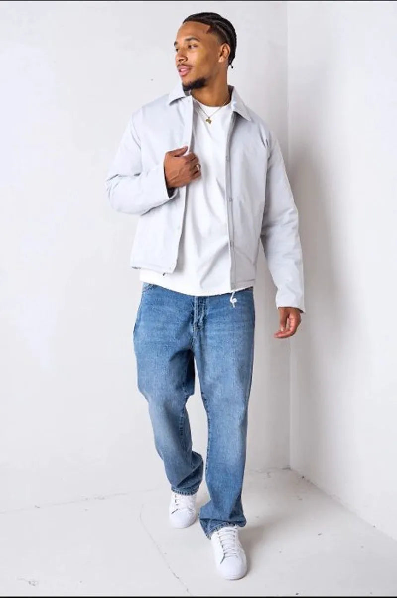 Light gray coat with a shirt collar