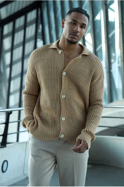 Openwork knit camel gilet