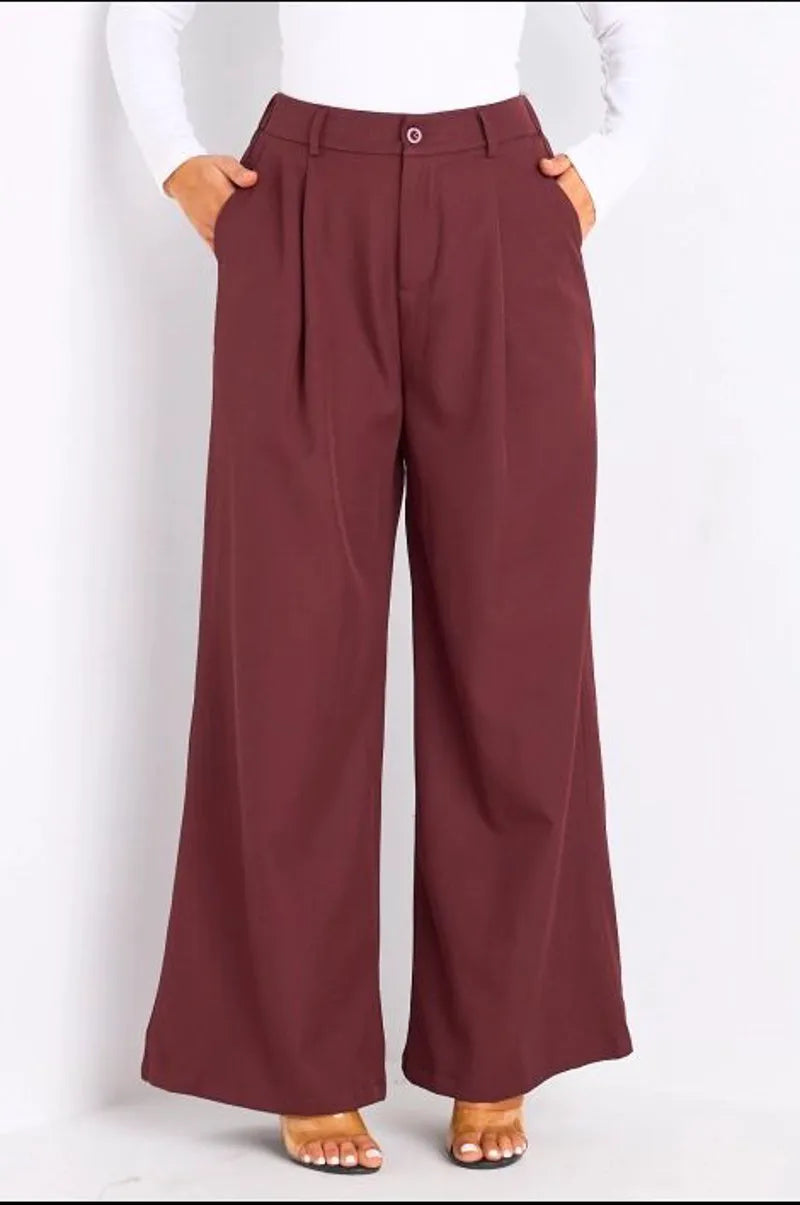 Pantalon à pince et coupe droite bordeaux