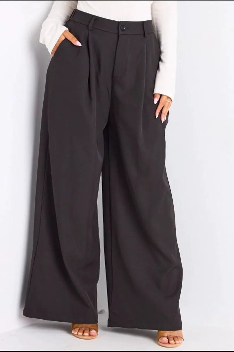Pantalon à pince et coupe droite noir