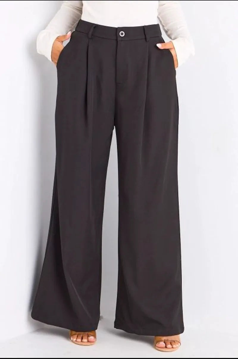 Pantalon à pince et coupe droite noir