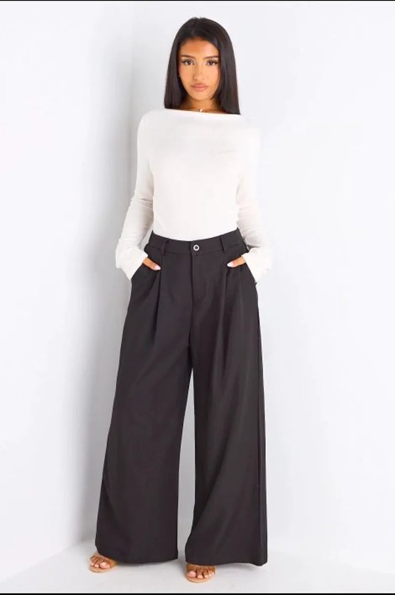Pantalon à pince et coupe droite noir