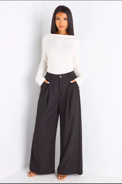Pantalon à pince et coupe droite noir