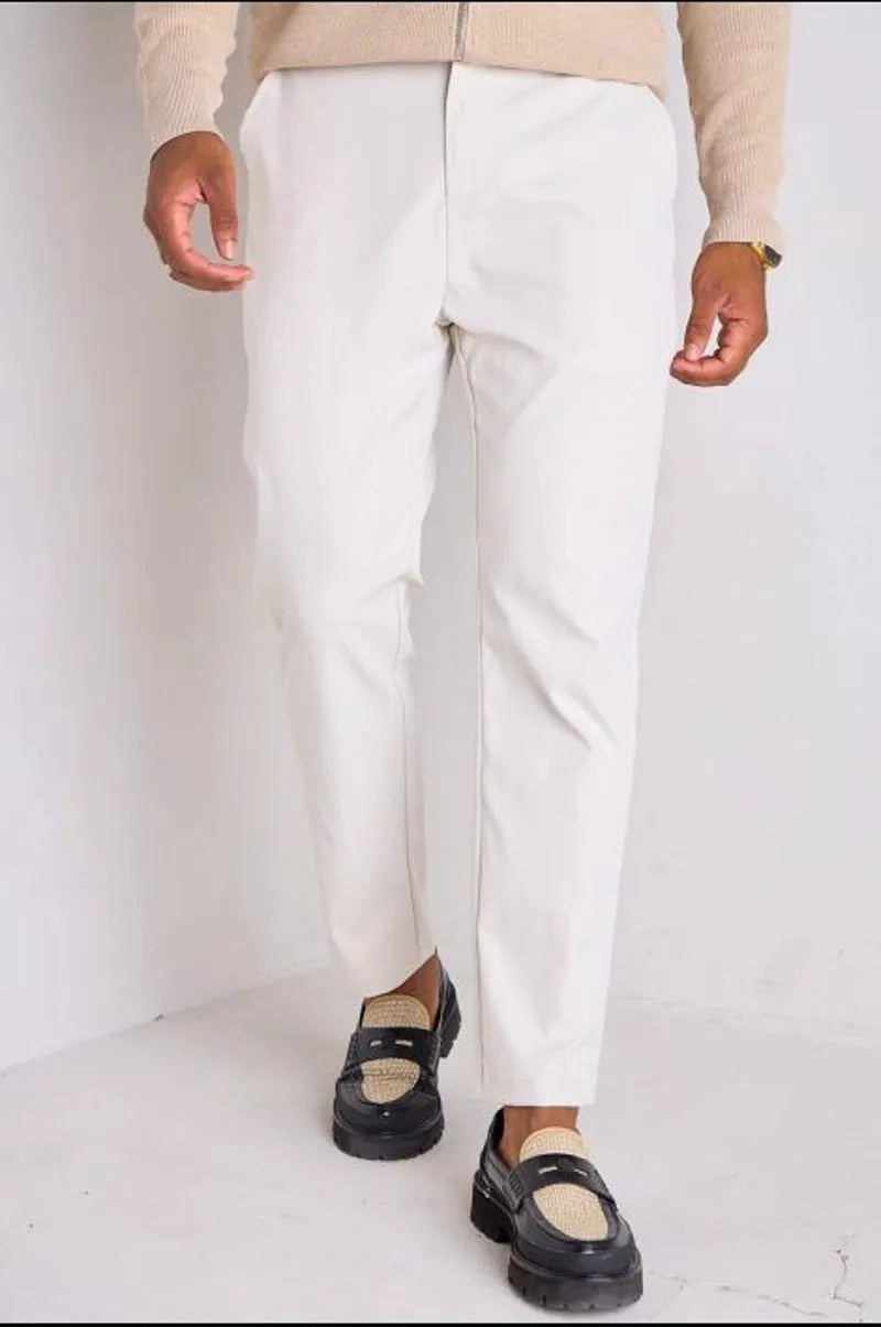 Beige pleated trousers