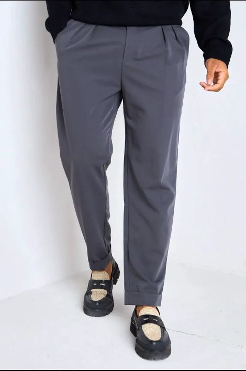 Dark gray pleated trousers
