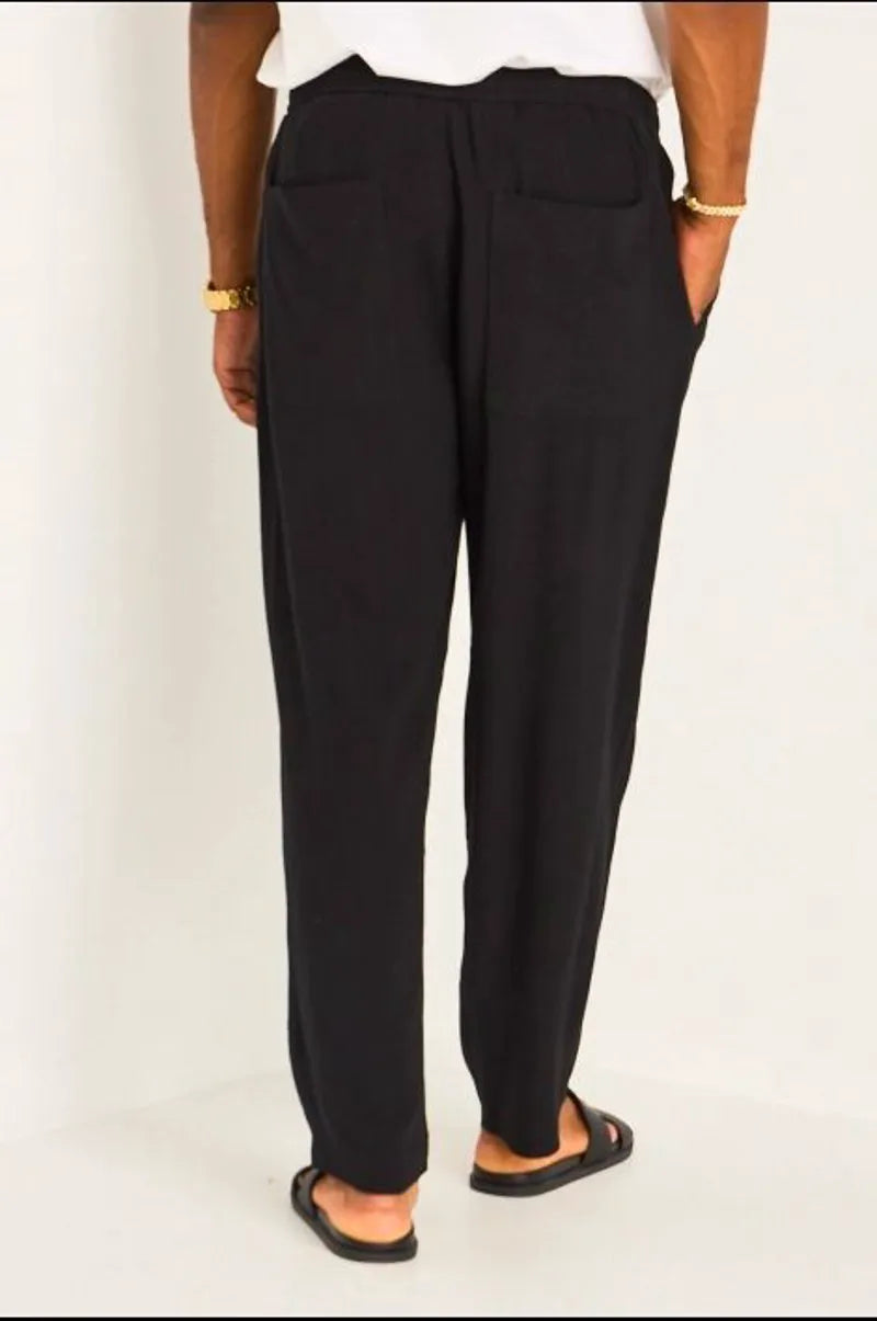 Pantalon en lin fluide noir
