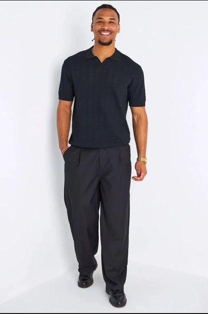 Pantalon fluide noir à coupe droite