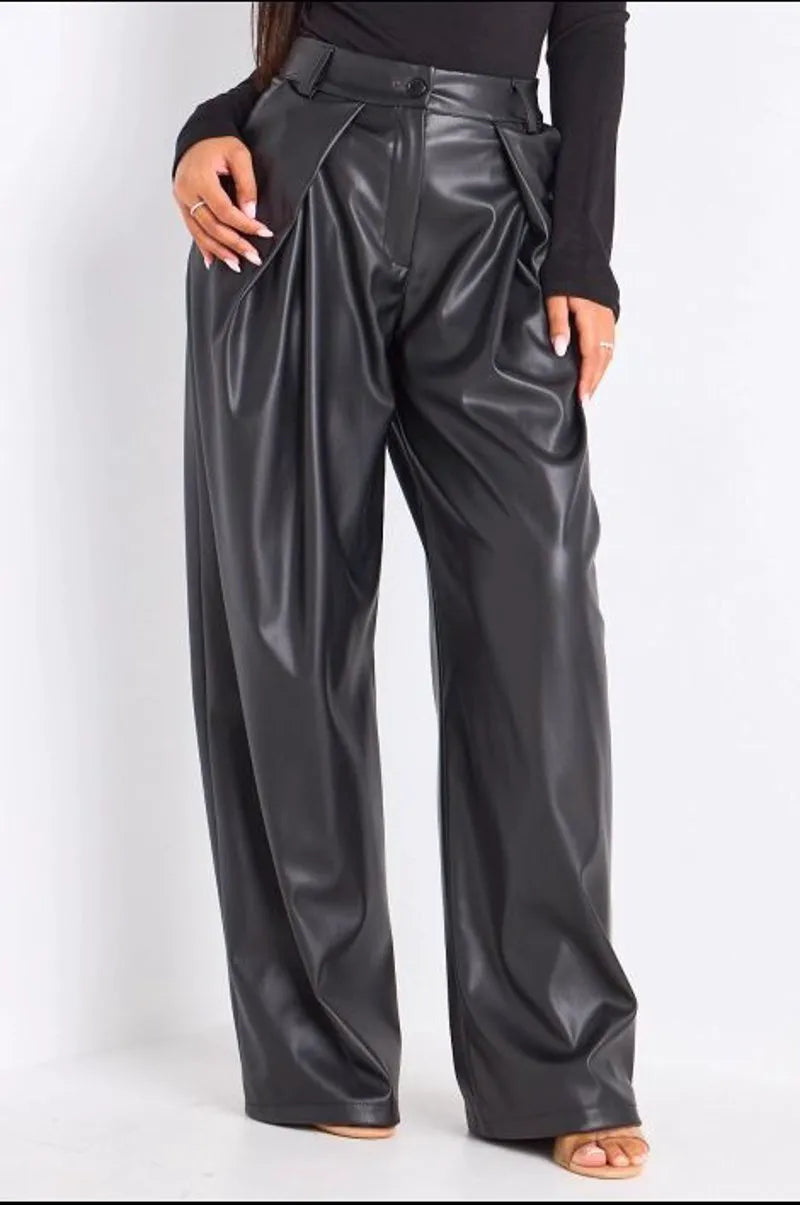 Pantalon simili cuir noir