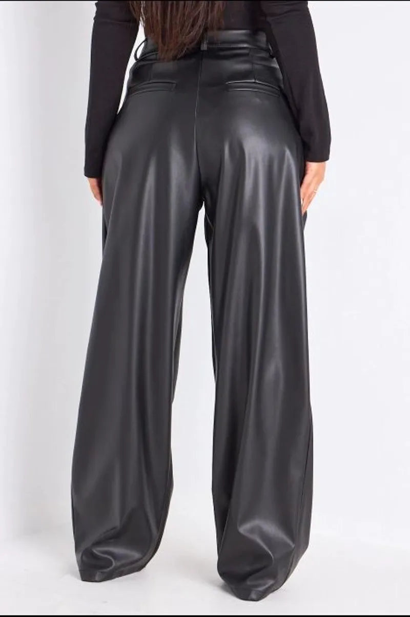 Pantalon simili cuir noir