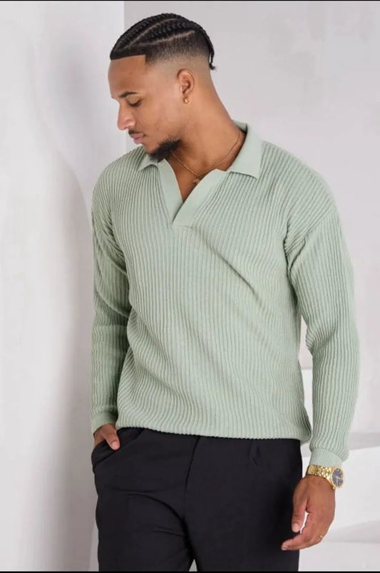 Aqua ribbed knit sweater