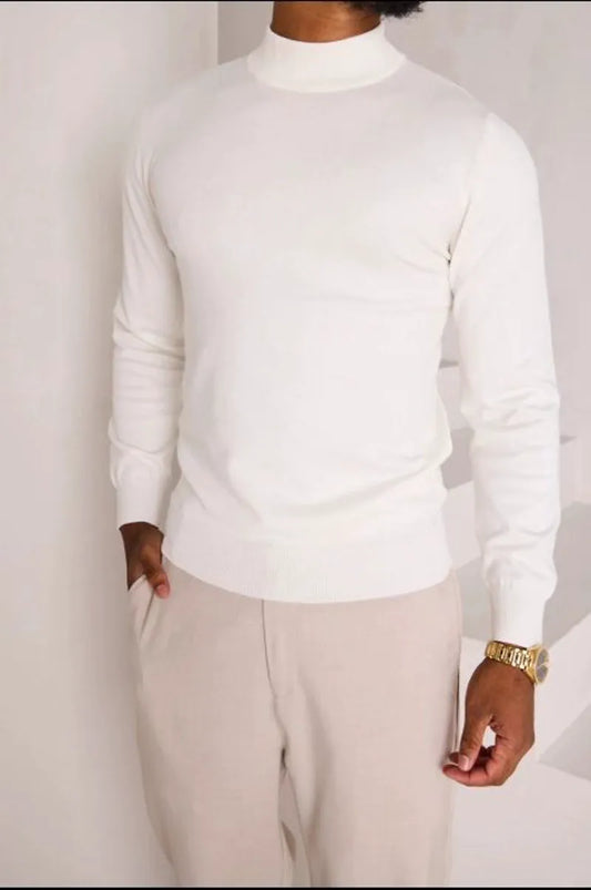 Lightweight white high-neck sweater