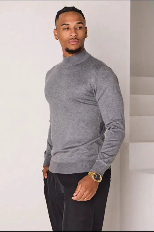Dark grey lightweight high-neck sweater