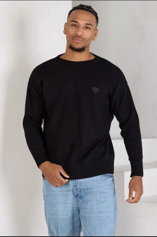 Black sweater with heart on the chest
