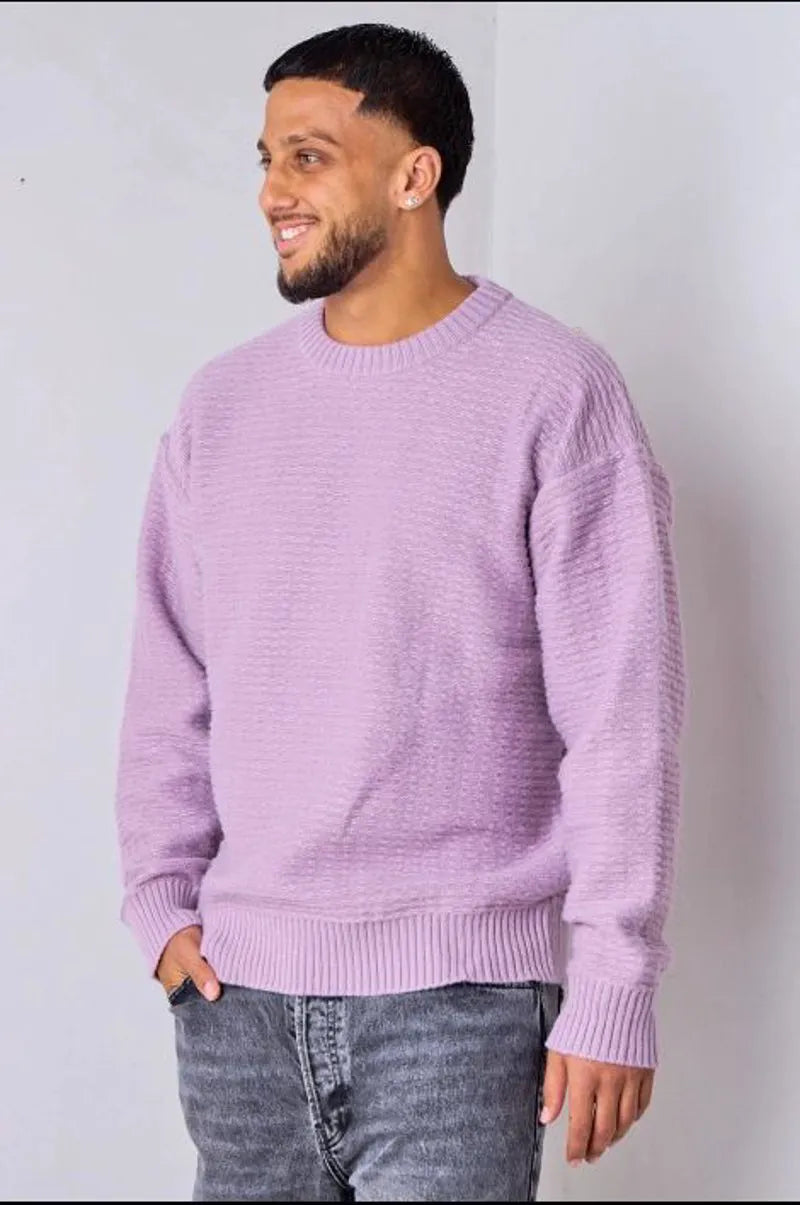 Textured knit violet sweater