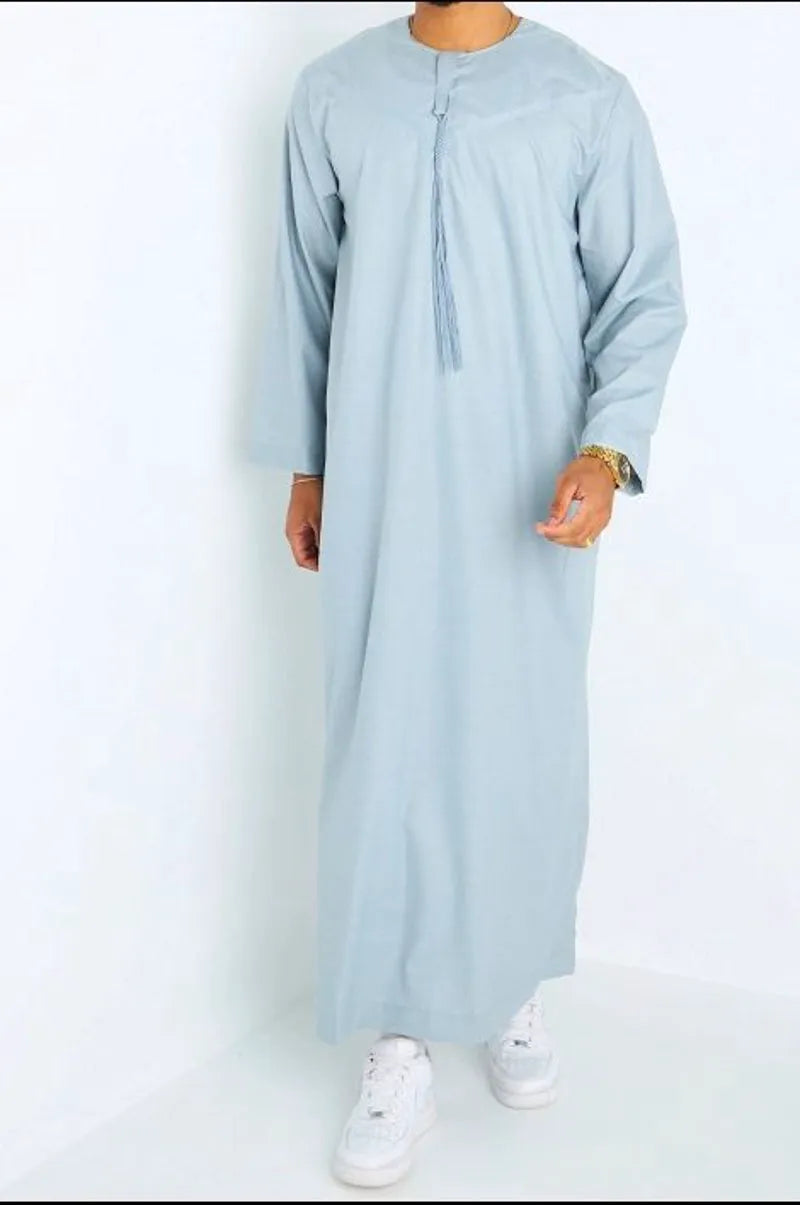 Qamis bleu clair à pompons