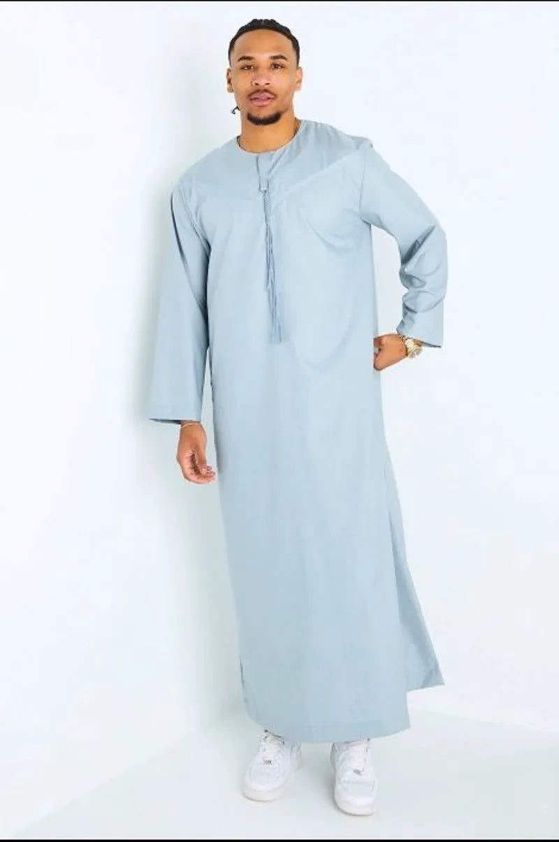 Qamis bleu clair à pompons