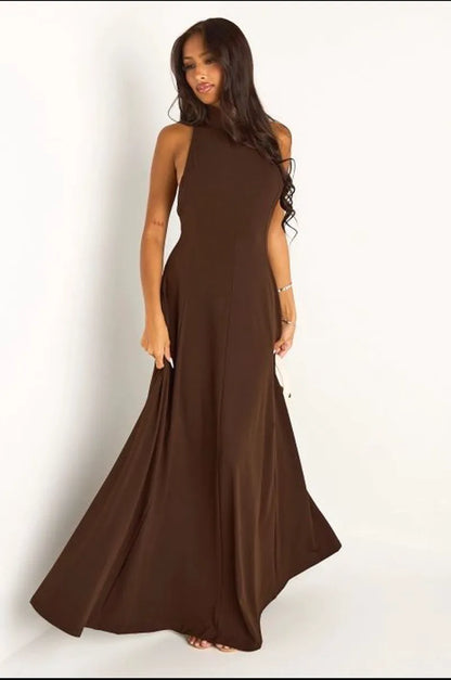 Robe dos nu marron foncé