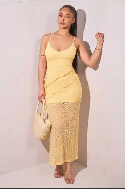 Yellow ruffled maxi dress