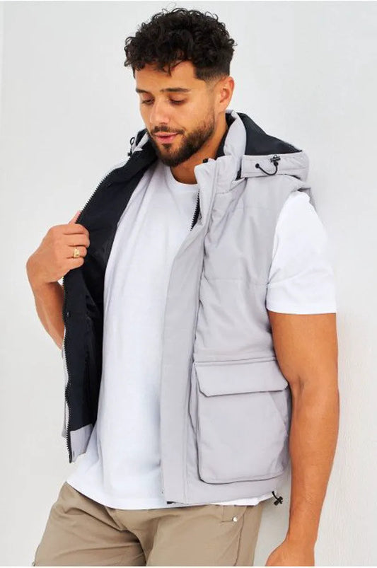 Sleeveless grey down jacket