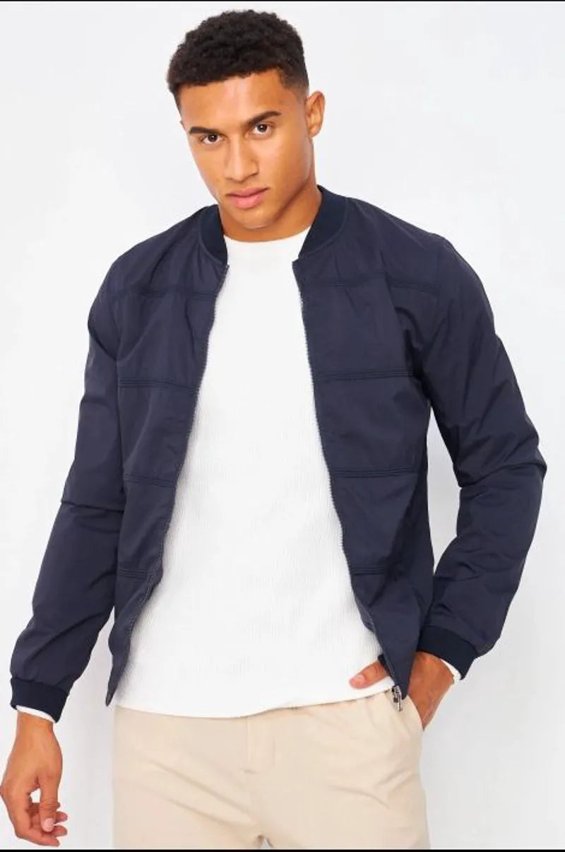 Solid navy blue bomber jacket