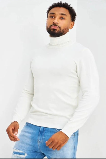 Solid white turtleneck sweater