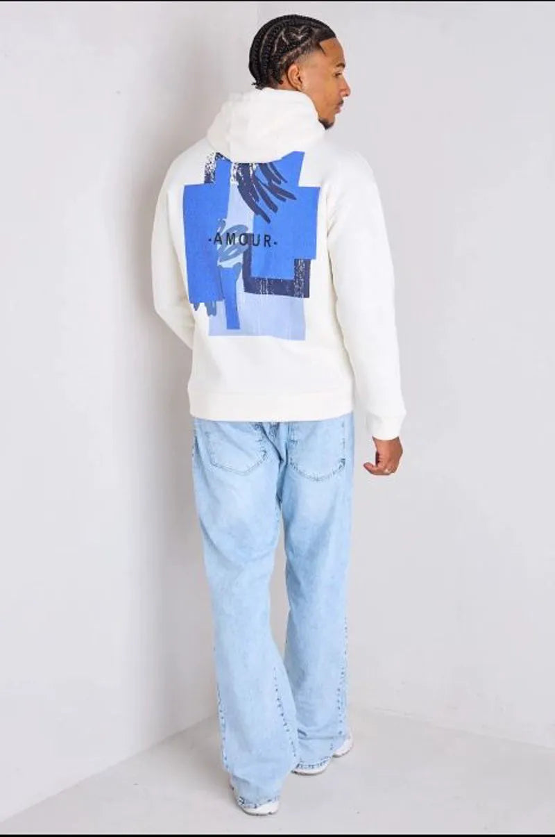 White "love" hooded sweatshirt