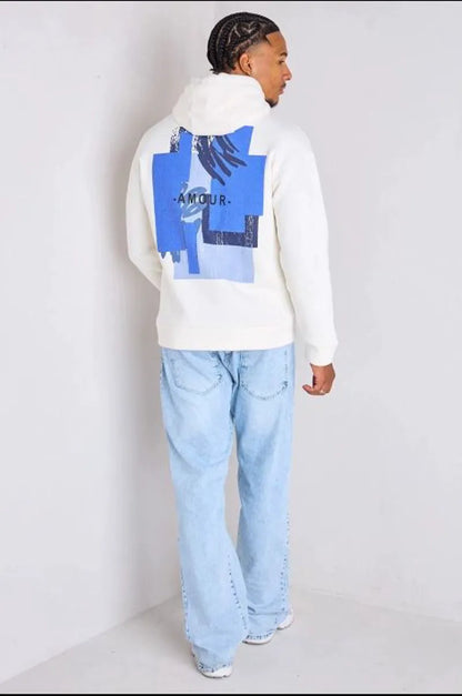 White "love" hooded sweatshirt