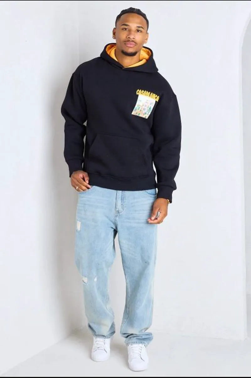 Black "casablanca" printed hoodie