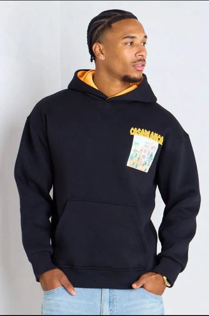 Black "casablanca" printed hoodie