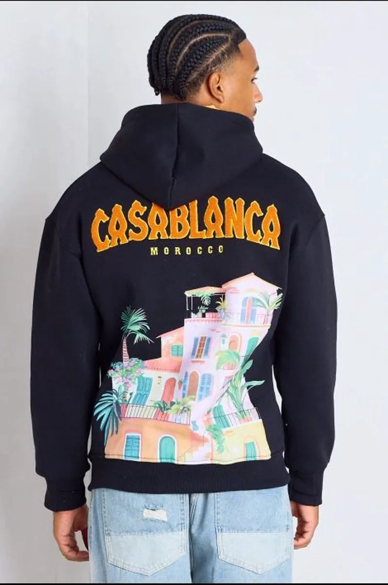 Black "casablanca" printed hoodie