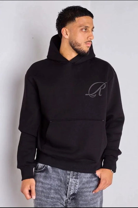 "respect" black hooded sweatshirt