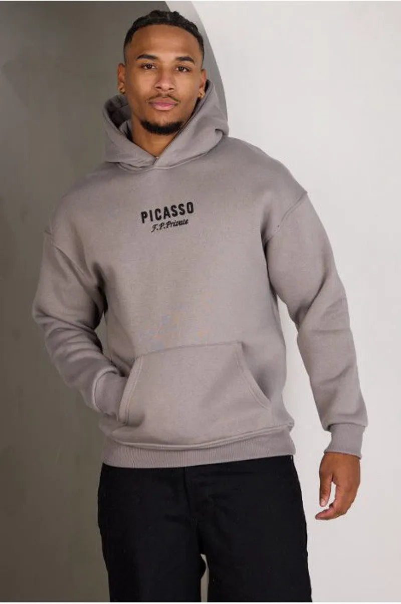 Gray hoodie with picasso illustration