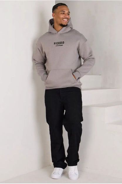 Gray hoodie with picasso illustration