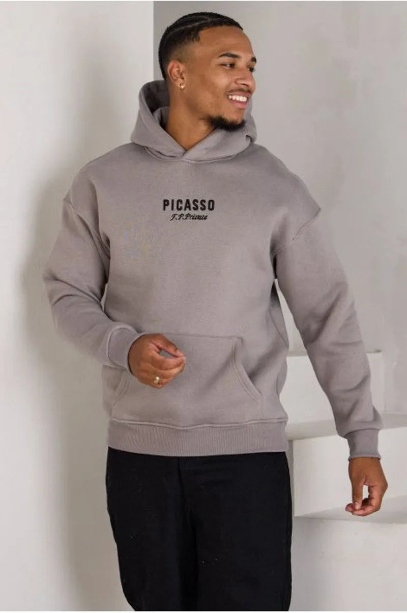 Gray hoodie with picasso illustration