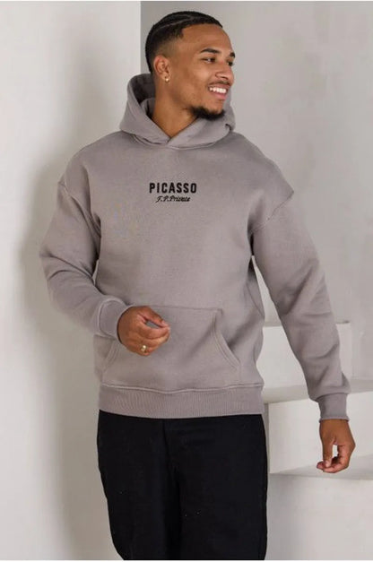 Gray hoodie with picasso illustration