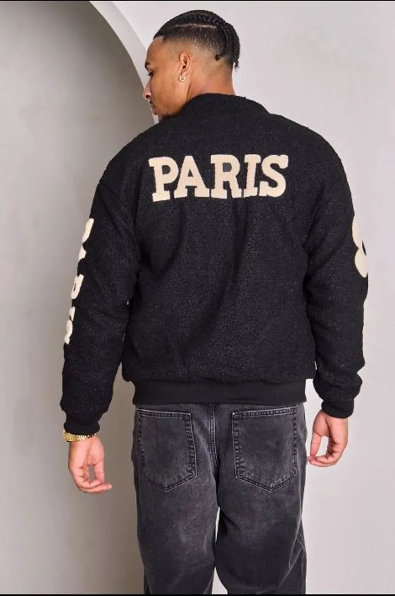 Black sheepskin zipped sweatshirt