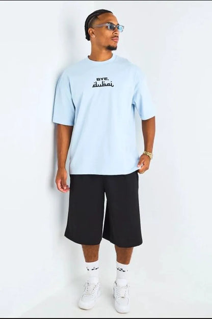 T-shirt à motif " bye dubai " bleu clair