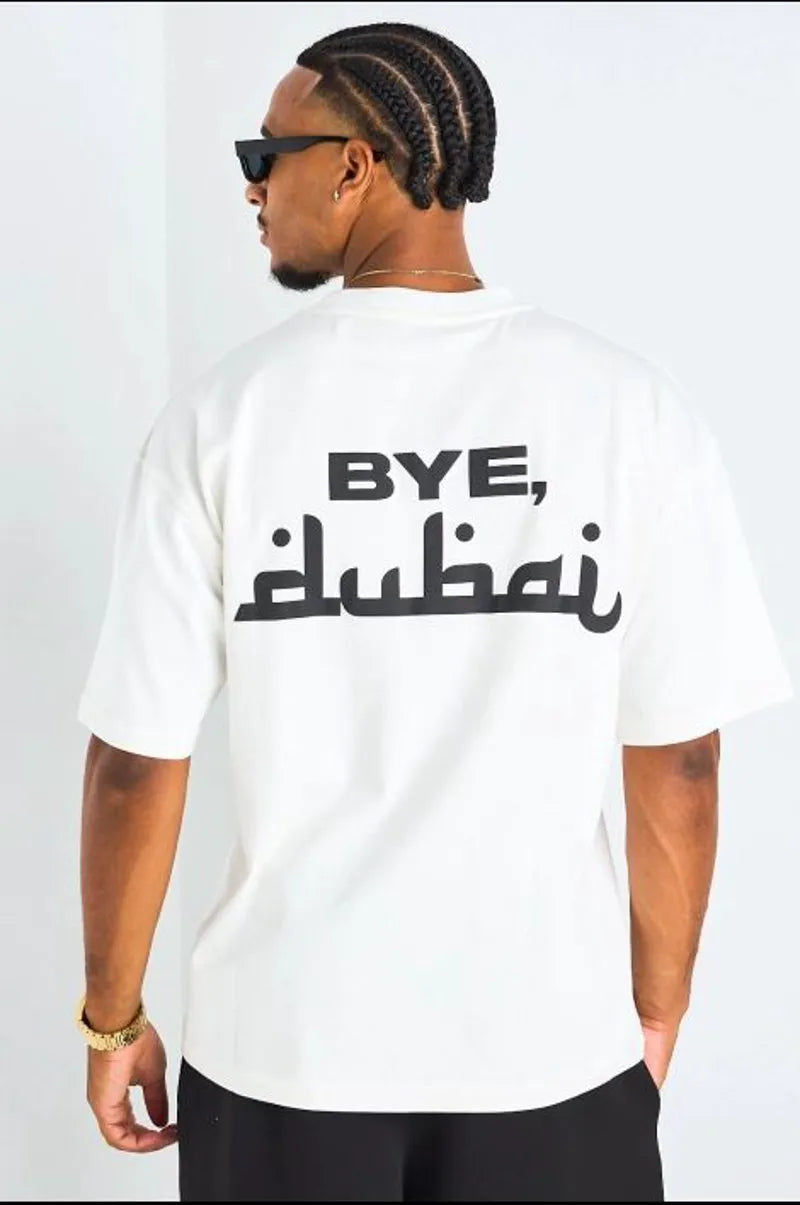 T-shirt à motif " bye dubai " écru