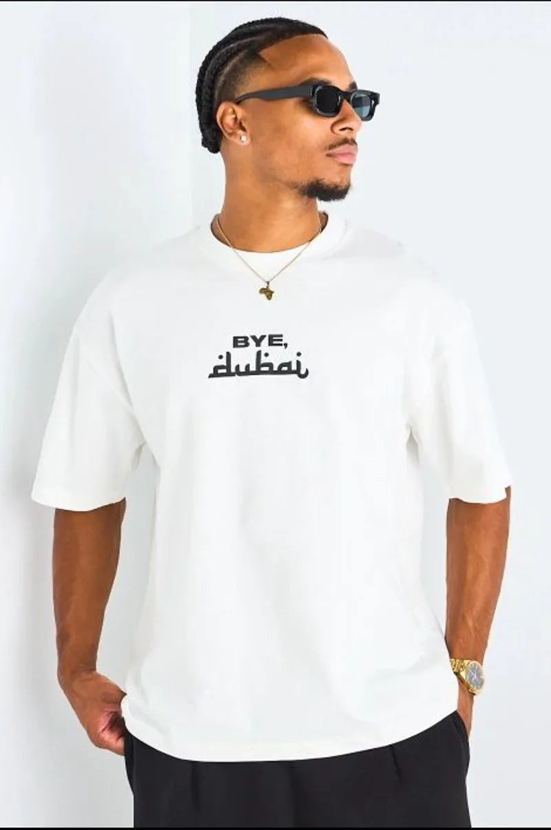 T-shirt à motif " bye dubai " écru